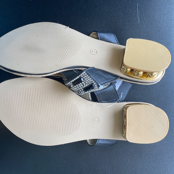 Handcrafted Black-Silver Women Slippers size 7 - Picture 2 of 5